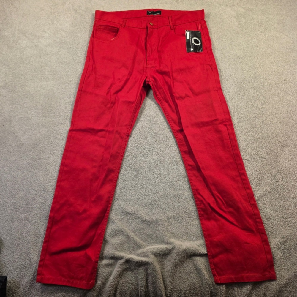 Qruel Jeans Company Pants Mens 38x31 Red Straight Streetwear Skater Cotton
